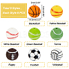 DICOSMETIC 48Pcs 8 Colors All Kinds of Sports Balls Silicone Beads SIL-DC0001-03-2