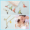 12Pcs 4 Style Alloy Enamel Bird Charms Locking Stitch Makers HJEW-PH01590-5