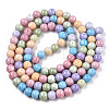 Ombre Effect Dyed Crackle Glass Round Beads Strands GLAA-T031-01D-3