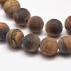 Frosted Natural Tiger Eye Round Bead Strands G-E262-02-12mm-2