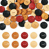 60Pcs 5 Styles Spray Painted Natural Wood Buttons WOOD-TA0002-91-1