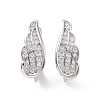 Rack Plating Brass Micro Pave Cubic Zirconia Hoop Earring Findings with Latch Back Closure ZIRC-C039-08P-2