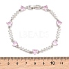 Brass Pave Cubic Zirconia Heart Link Chain Bracelets for Women KK-CBA68DA-10P-02-5