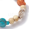 Beach Turtle Dyed Synthetic Turquoise Stretch Bracelets BJEW-JB10296-02-4