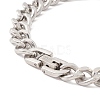 Rectangle 304 Stainless Steel Link Bracelet with Crystal Rhinestone for Men Women STAS-P304-13P-4