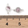 Brass Cubic Zirconia Flat Round Connector Charms KK-H204-02S-06-3