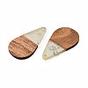 Transparent Resin & Walnut Wood Pendants RESI-N025-030-A02-3