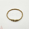 304 Stainless Steel Round Beaded Stretch Bracelets for Women Men KU2841-3-1