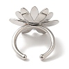 Flower Rack Plating Brass Cuff Rings for Women RJEW-G323-08P-3