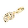 Brass Micro Pave Clear Cubic Zirconia Sea Animal European Dangle Charms KK-B159-04G-03-2