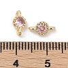 Brass Cubic Zirconia Flat Round Connector Charms KK-H204-02KCG-06-3