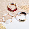 ANATTASOUL 3Pcs 3 Colors Acrylic Curved Tube Beaded Stretch Bracelets Set for Women BJEW-AN0001-22-7