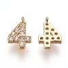 Brass Micro Pave Clear Cubic Zirconia Charms ZIRC-L075-60A-04G-1