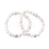 Natural Moonstone Round Beaded Stretch Bracelets for Men Women BJEW-G743-01G-4