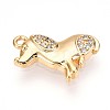 Brass Micro Pave Clear Cubic Zirconia Pendants KK-T075-05G-2
