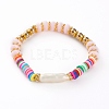 Rainbow Polymer Clay Heishi Beads Stretch Bracelets BJEW-JB05865-3