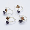 Adjustable Natural Mixed Stone Finger Rings RJEW-L079-H-S-1