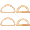 WADORN 4Pcs 2 Styles D-shape Wooden Bag Handles FIND-WR0008-20-1