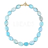 AB Color Natural Freshwater Shell Flat Oval Beaded Necklaces NJEW-JN06679-2
