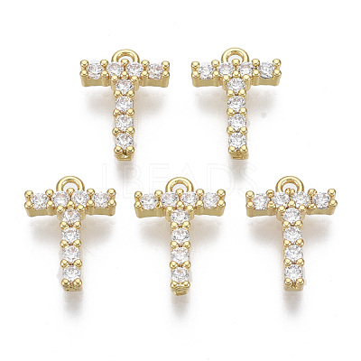 Brass Micro Pave Cubic Zirconia Charms KK-T060-05-T-G-NF-1