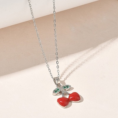 Brass & Cubic Zirconia Enamel Pendant Necklaces SA-CBA7E55-02P-1