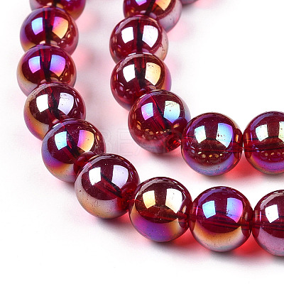 Electroplate Transparent Glass Beads Strands LS-GLAA-T032-T10mm-AB20-1