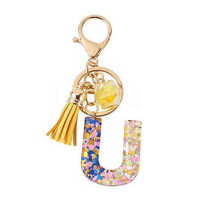 Alloy Resin Polygon Keychains KEYC-TADJ0002-03G-U-1