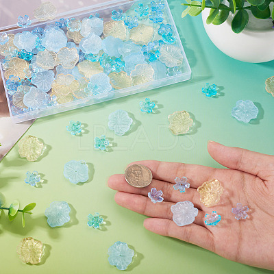 100Pcs 4 Styles Baking Paint Transparent Glass Bead Caps DGLA-TA0001-51-1