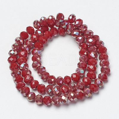 Electroplate Opaque Solid Color Glass Beads Strands EGLA-A034-P4mm-J08-1