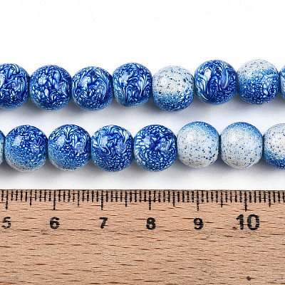 Transparent Baking Paint Glass Beads Strands DGLA-N009-10mm-07-1