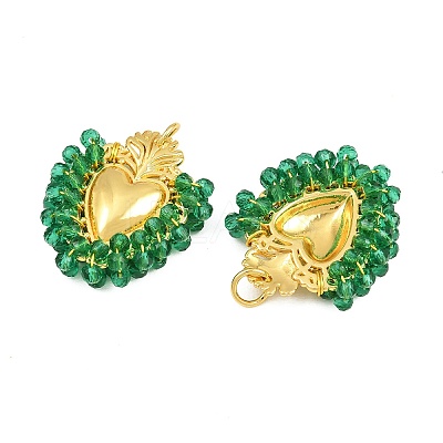 Alloy & Glass Seed Beaded Pendants GL-CBA96FD-01G-04-1