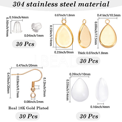 30Pcs 304 Stainless Steel Earring Hooks STAS-SP0002-06G-1