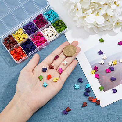 250Pcs 10 Colors Synthetic Turquoise Beads TURQ-DC0001-01-1