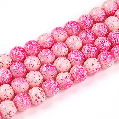 Transparent Baking Paint Glass Beads Strands DGLA-N009-10mm-01-1