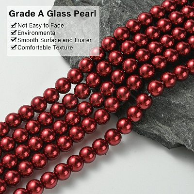 Eco-Friendly Dyed Glass Pearl Round Beads Strands HY-A008-8mm-RB038-1