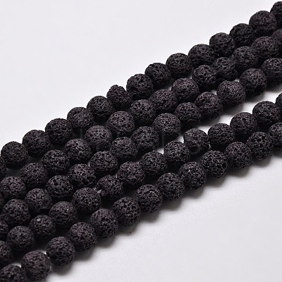 Natural Lava Rock Round Bead Strands G-I124-8mm-10-1