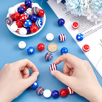 1 Set Mixed Style Acrylic Round Beads Sets SACR-PH0001-52F-1
