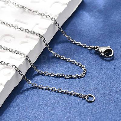 Tarnish Resistant Classic Plain 304 Stainless Steel Mens Womens Necklaces Unisex Cable Chain Necklaces NJEW-507L-7-1
