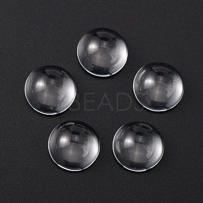 Transparent Half Round Glass Cabochons GGLA-R027-12mm-1