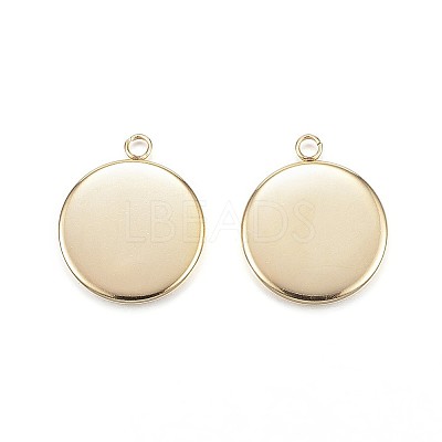 Ion Plating(IP) 304 Stainless Steel Pendant Cabochon Settings LS-STAS-G127-13-14mm-G-1
