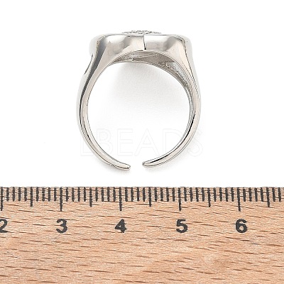 Brass Micro Pave Cubic Zirconia Cuff Open Rings for Women CU-CBA760A-13C-P-1