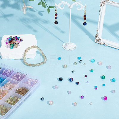 1360Pcs 8 Colors 3 Sizes Spray Painted Crackle Glass Beads CCG-PA0001-03-1
