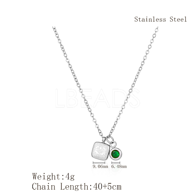 Simple Stainless Steel Square Pendant Necklaces for Women's Daily Wear QS9194-1-1