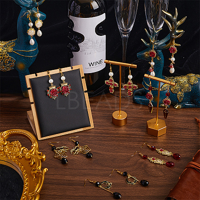 DIY Red Gothic Rose Flower Alloy Earring Making Kit DIY-SC0024-35-1
