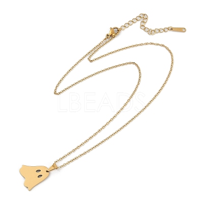 Halloween Series 202 Stainless Steel Cable Chain Ghost Pendant Necklaces LS-NJEW-S005-01G-C-1