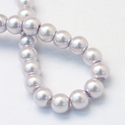 Baking Paint Pearlized Glass Pearl Round Bead Strands X-HY-Q003-4mm-25-1