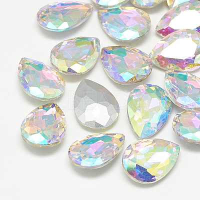 Pointed Back Glass Rhinestone Cabochons RGLA-T081-10x14mm-05-1
