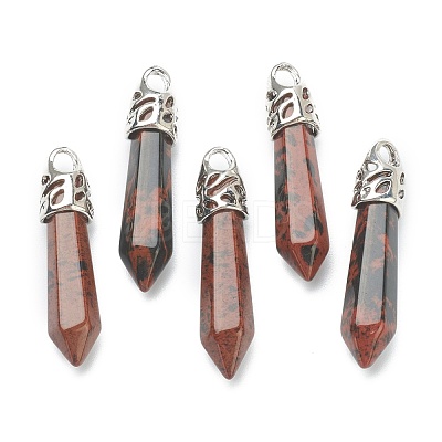 Bullet Natural Mahogany Obsidian Pointed Pendants G-E332-C37-1