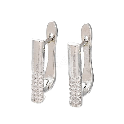 Rack Plating Brass with Cubic Zirconia Hoop Earring Findings KK-Z036-09P-1