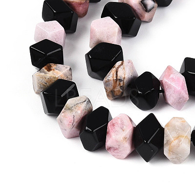Natural Obsidian & Rhodonite Beads Strands G-N358-01A-04-1